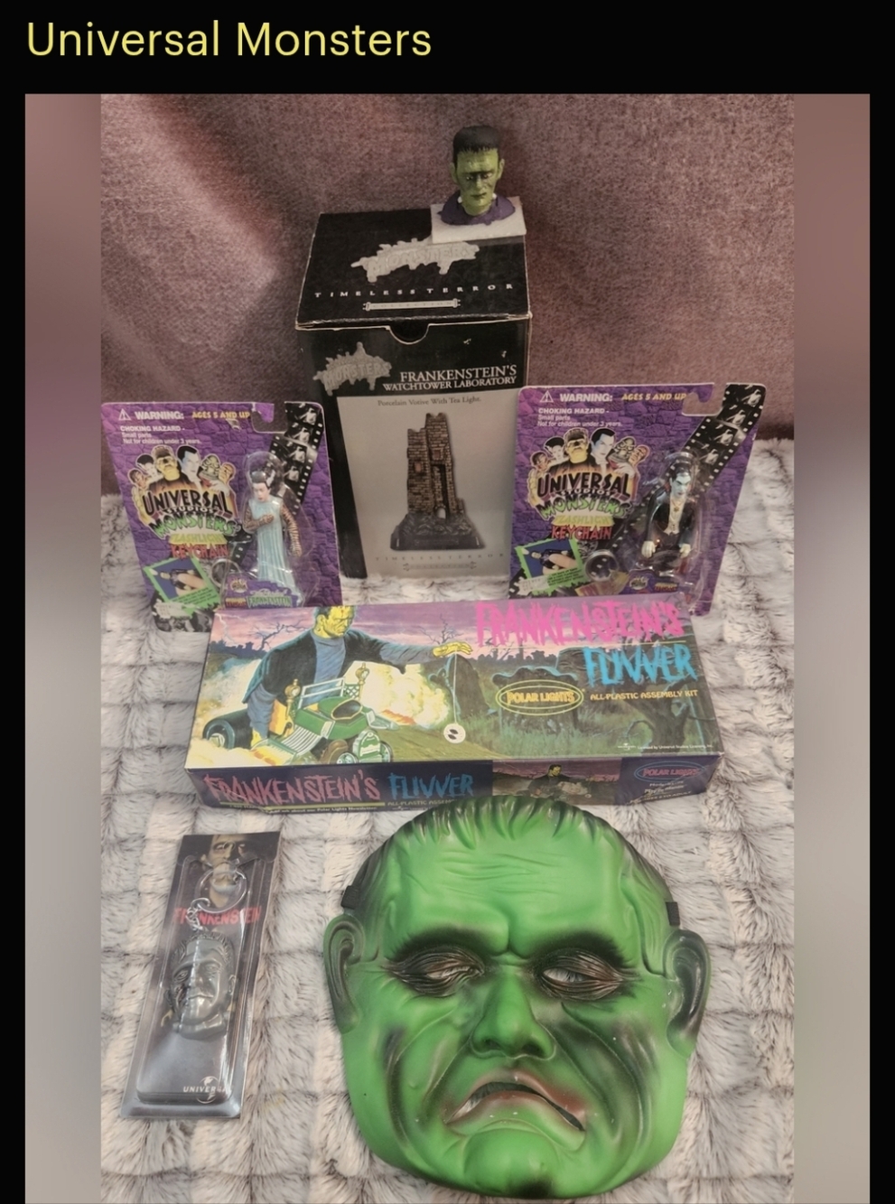Vintage Collection of Universal Monsters Frankenstein memorabilia